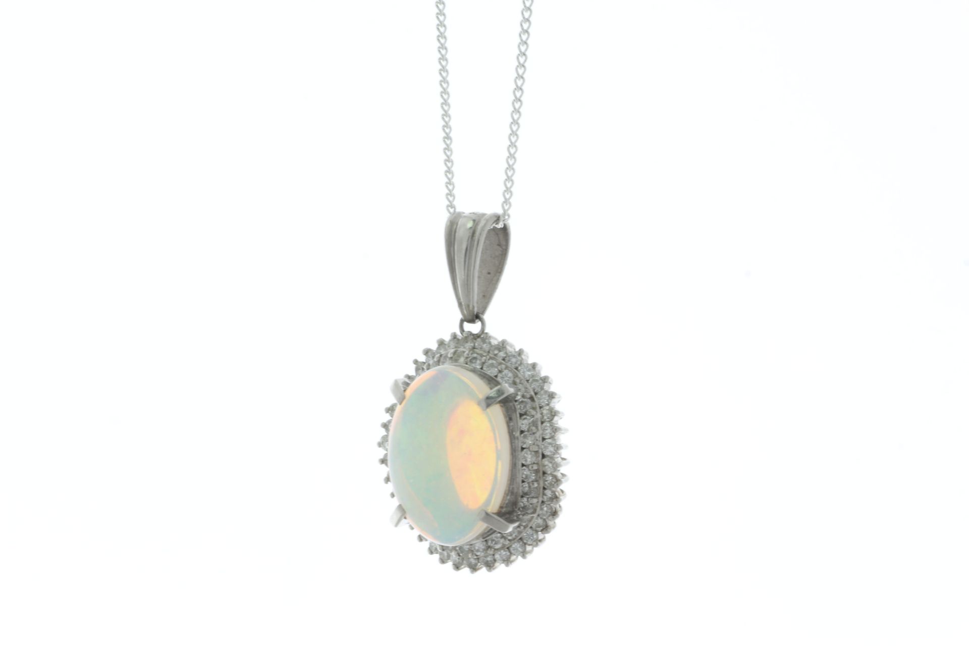 Platinum Diamond And Opal Pendant (O3.64) 0.94 Carats - Valued By IDI £17,270.00 - A beautiful 3.