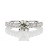 18ct White Gold Single Stone Claw Set With Stone Set Shoulders Diamond Ring 0.61 Carats - Valued