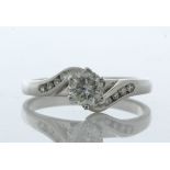 18ct White Gold Single Stone Diamond Ring With Stone Set Shoulders (0.50) 0.58 Carats - Valued By
