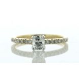 18ct Yellow Gold Single Stone Claw Set With Stone Set Shoulders Diamond Ring - Valued By IDI £3,