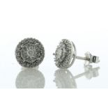 14ct White Gold Diamond Cluster Stud Earring 0.25 Carats - Valued By IDI £1,700.00 - One round