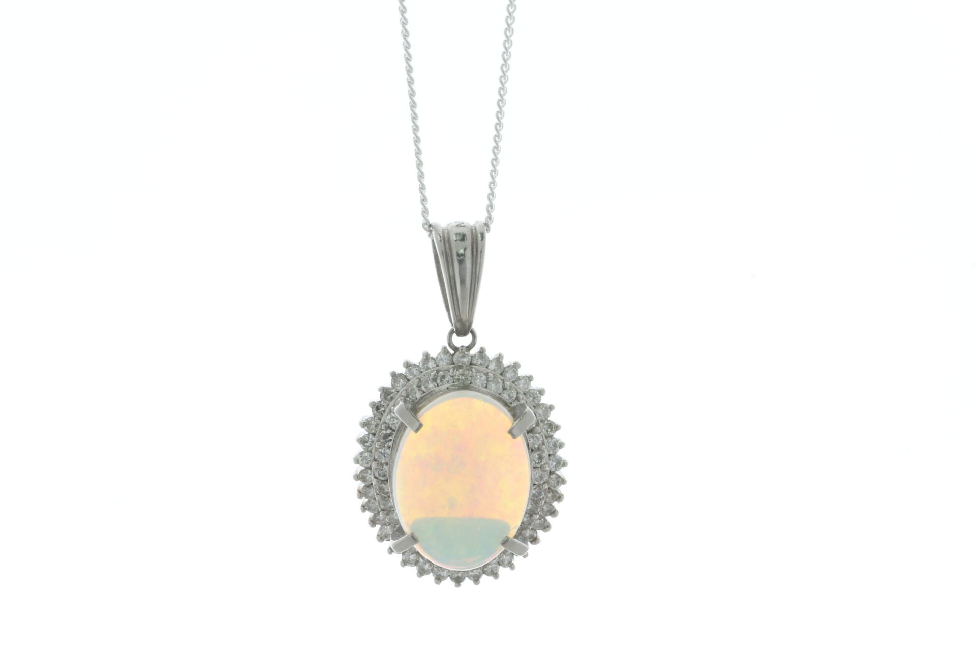 Platinum Diamond And Opal Pendant (O3.64) 0.94 Carats - Valued By IDI £17,270.00 - A beautiful 3. - Image 3 of 6