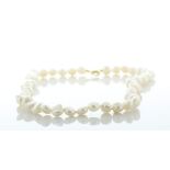 18 Inch Freshwater Cultured 8.0 - 8.5mm Pearl Necklace With Gold Plated Clasp - Valued By AGI £280.