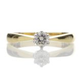 18ct Yellow Gold Single Stone Six Claw Set Diamond Ring 0.25 Carats - Valued By AGI £2,525.00 - This