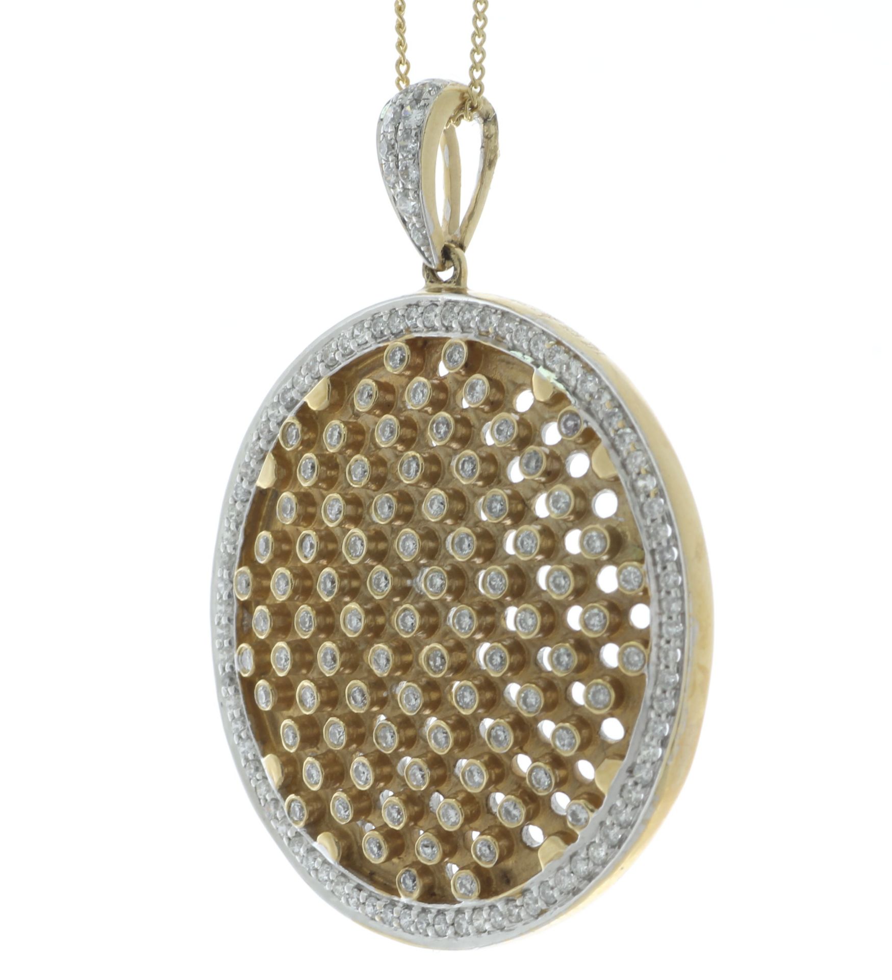 14ct Gold Round Cluster Diamond Pendant 1.00 Carats - Valued By IDI £8,110.00 - Seventy two round - Image 2 of 4