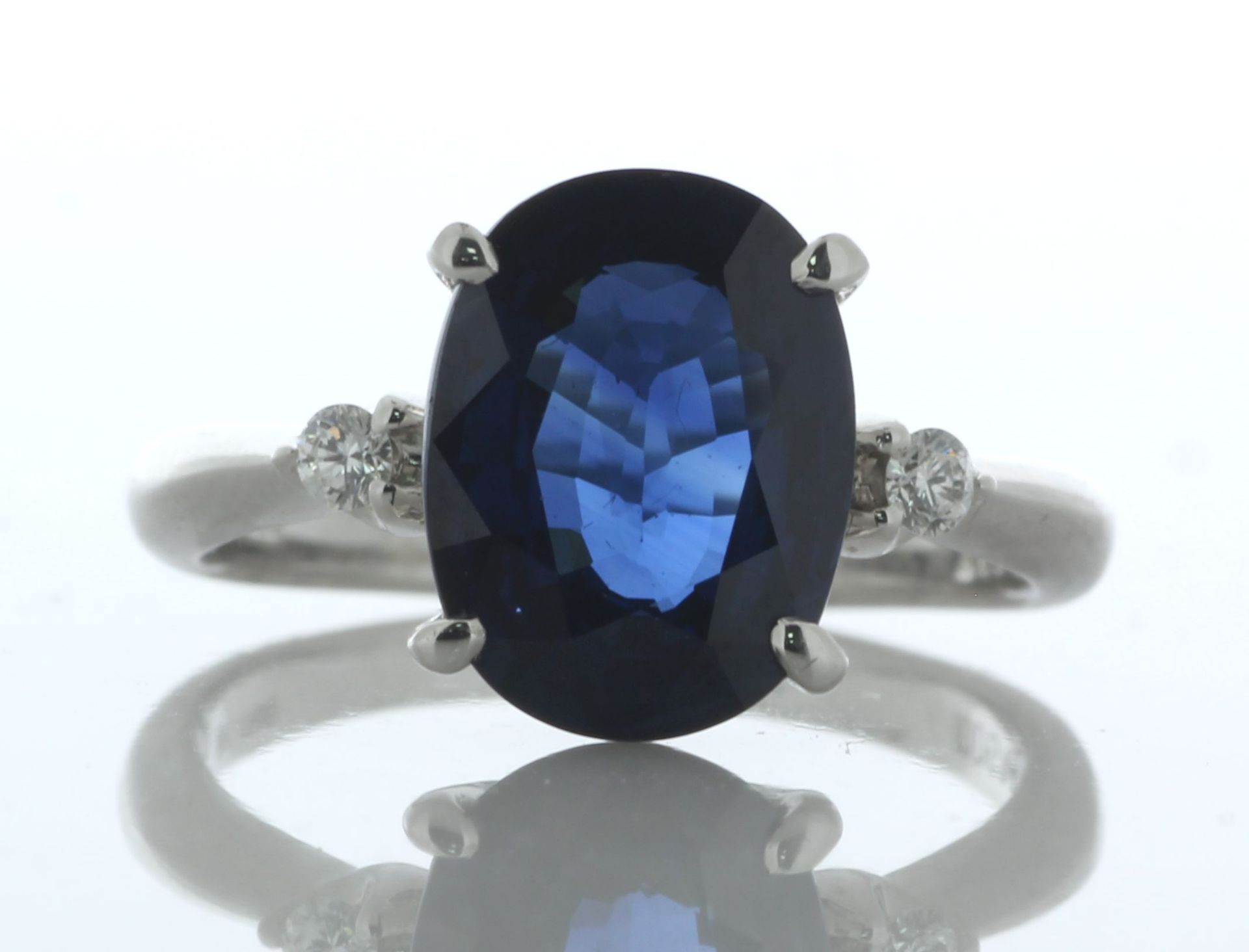 Platinum Oval Cut Sapphire And Diamond Ring (S3.63) 0.08 Carats - Valued By IDI £15,670.00 - A - Image 2 of 6