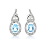 9ct White Gold Diamond And Blue Topaz Earring (BT1.69) 0.05 Carats - Valued By GIE £2,195.00 - A