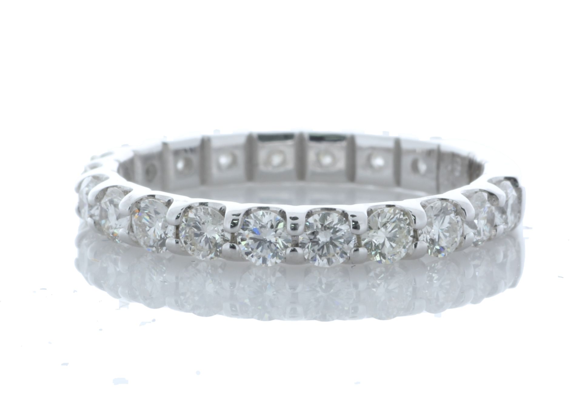 18ct White Gold Claw Set Semi Eternity Diamond Ring 1.50 Carats - Valued By AGI £9,750.00 - Nineteen - Image 3 of 6