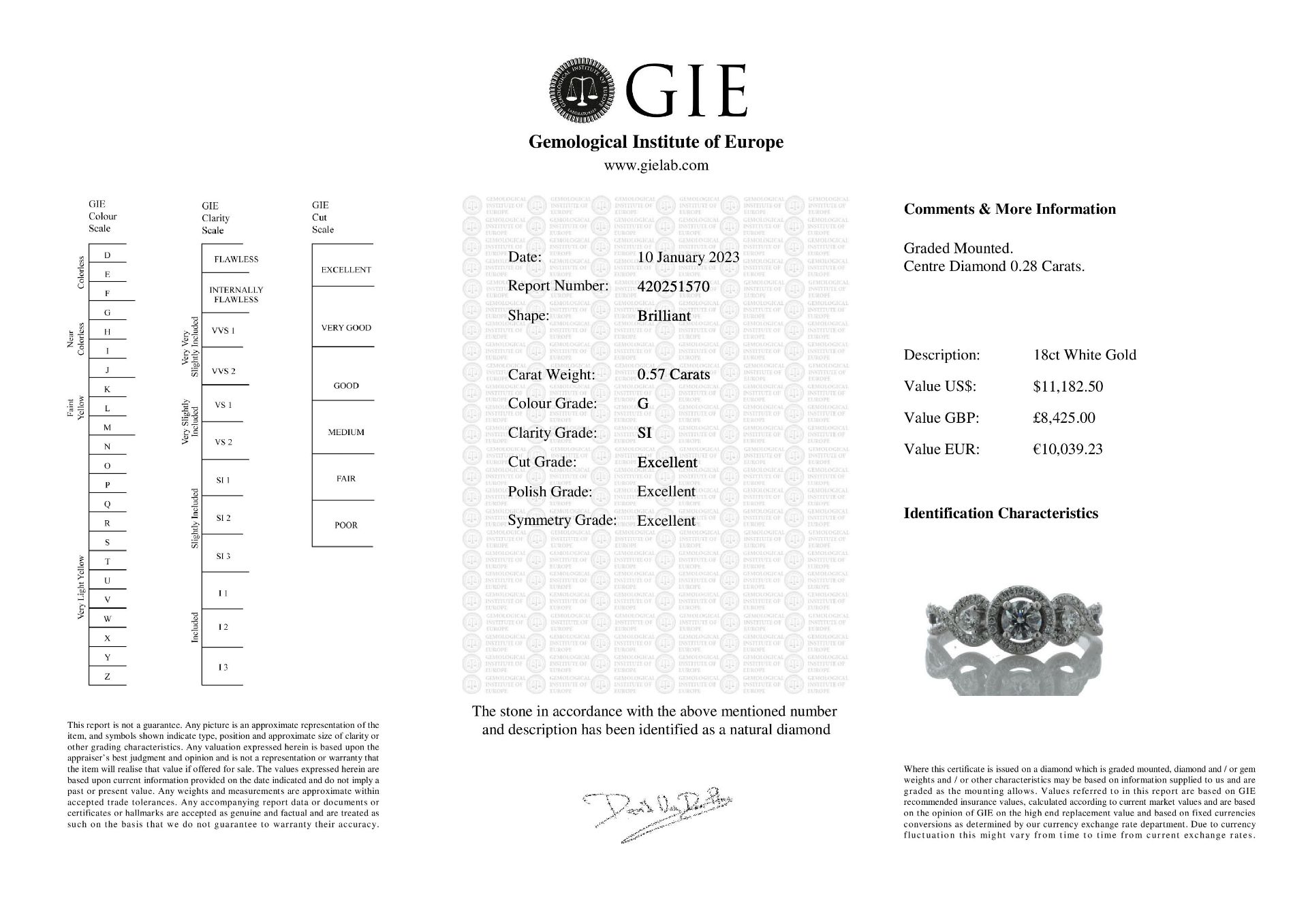 18ct White Gold Single Stone Fancy Claw Set Diamond Ring (0.28) 0.57 Carats - Valued By GIE £8,425. - Image 4 of 4