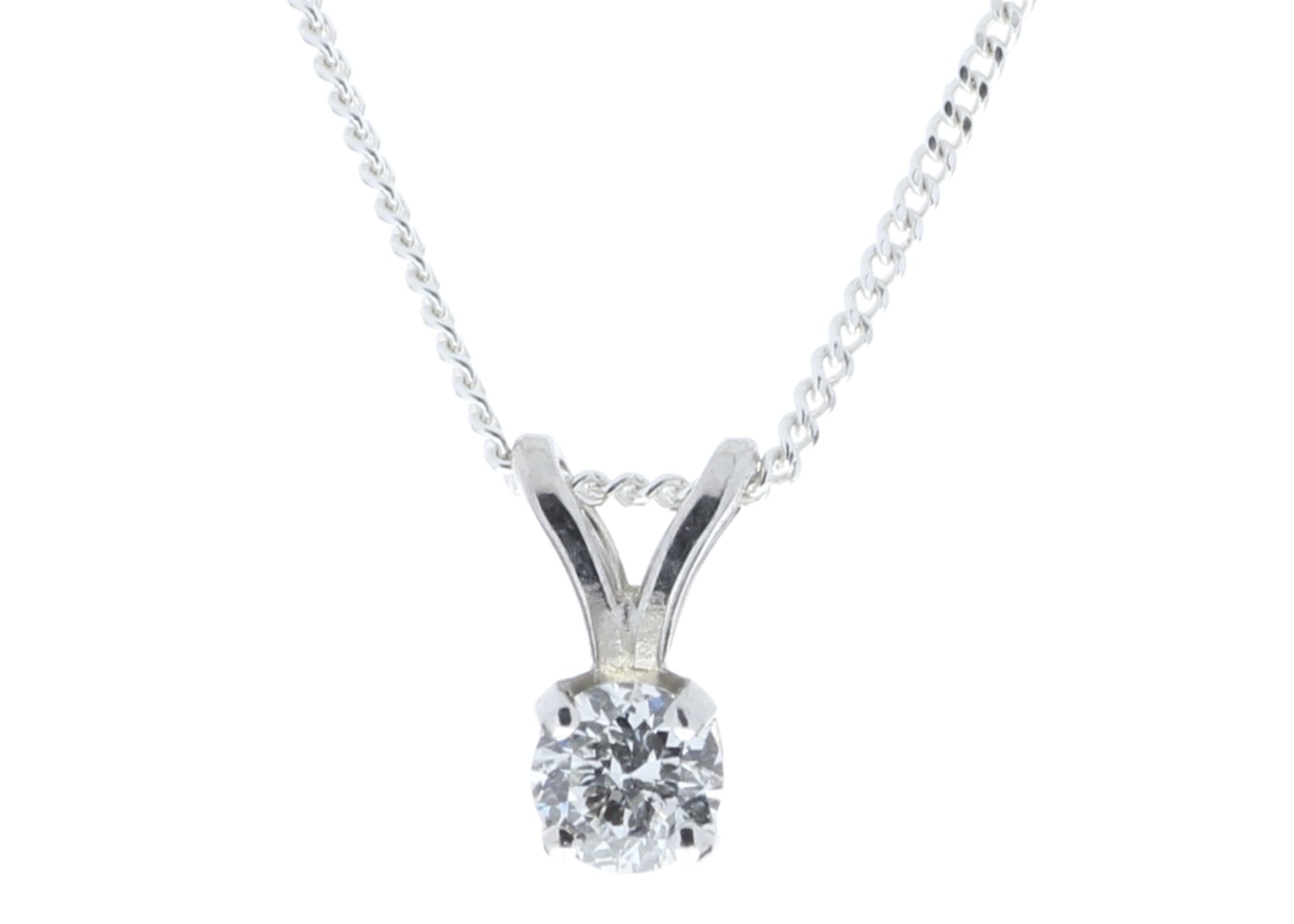 9ct White Gold Single Stone Claw Set Diamond Pendant 0.15 Carats - Valued By GIE £2,030.00 - A
