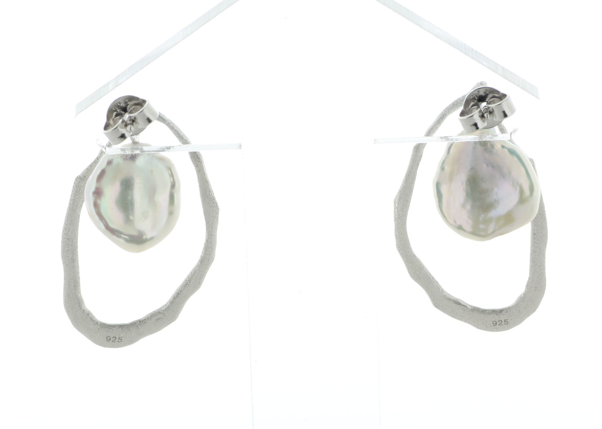 11.0 - 12.0mm Keshi White Pearl Silver Earrings - Valued By AGI £305.00 - 11.0 - 12.0mm keshi - Image 4 of 5