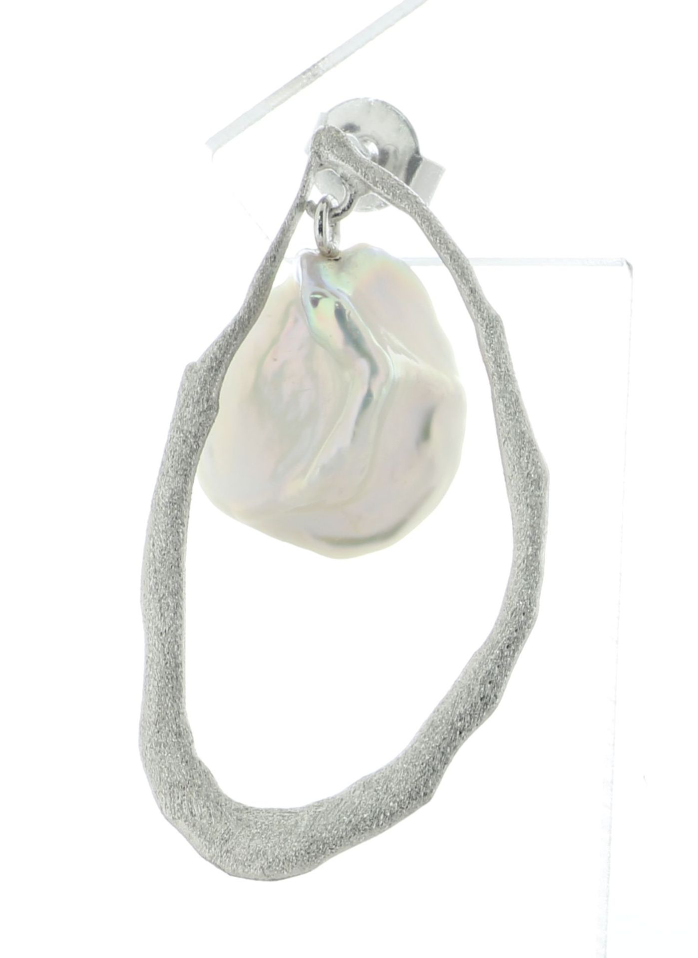 11.0 - 12.0mm Keshi White Pearl Silver Earrings - Valued By AGI £305.00 - 11.0 - 12.0mm keshi - Image 2 of 5