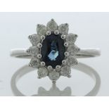9ct White Gold Three Stone Oval Sapphire And Diamond Ring (S0.94) 0.40 Carats - Valued By IDI £4,
