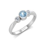 9ct White Gold Three Stone Diamond And Blue Topaz Ring (BT0.35) 0.10 Carats - Valued By AGI £2,205.