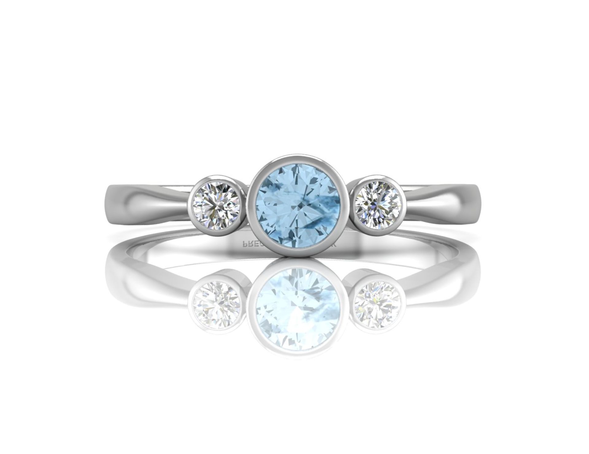 9ct White Gold Three Stone Diamond And Blue Topaz Ring (BT0.35) 0.10 Carats - Valued By AGI £2,205. - Image 4 of 5