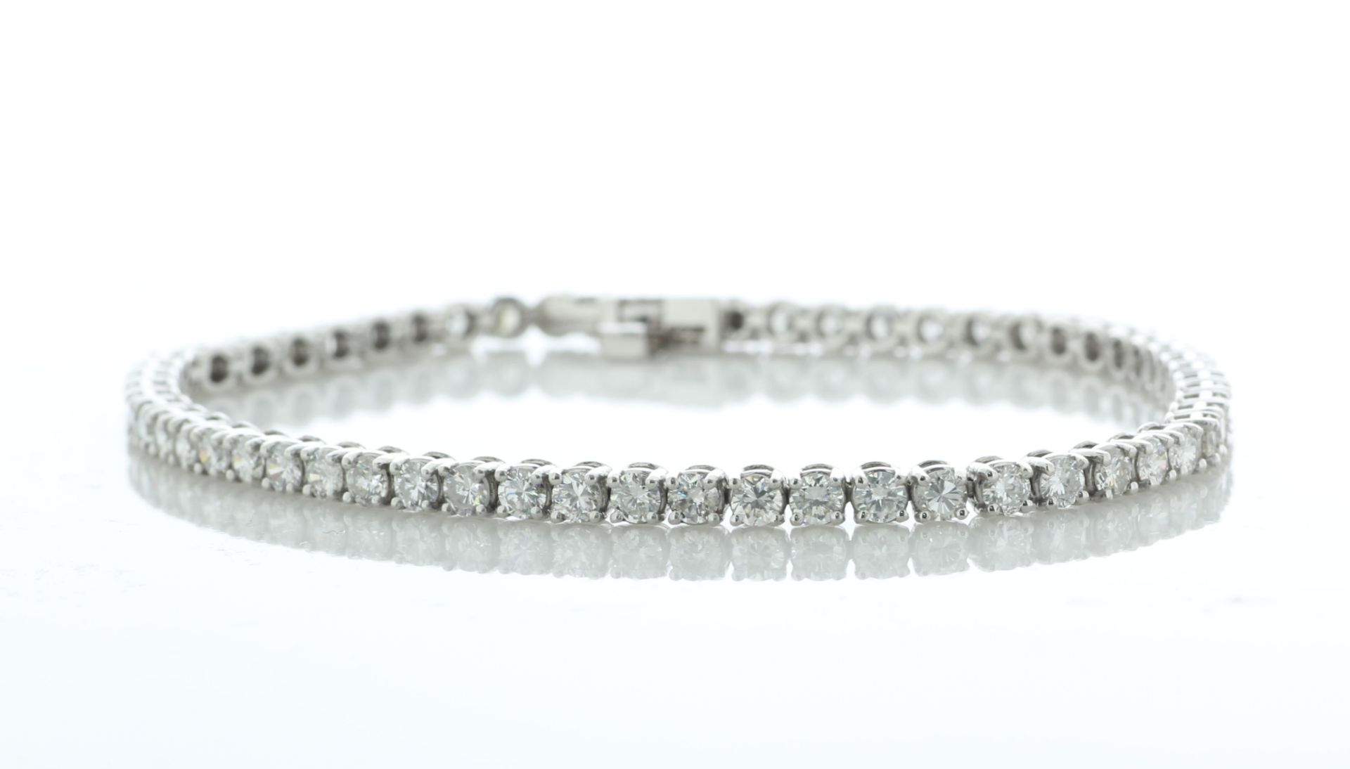 18ct White Gold Tennis Diamond Bracelet 6.89 Carats - Valued By IDI £21,200.00 - Fifty two round