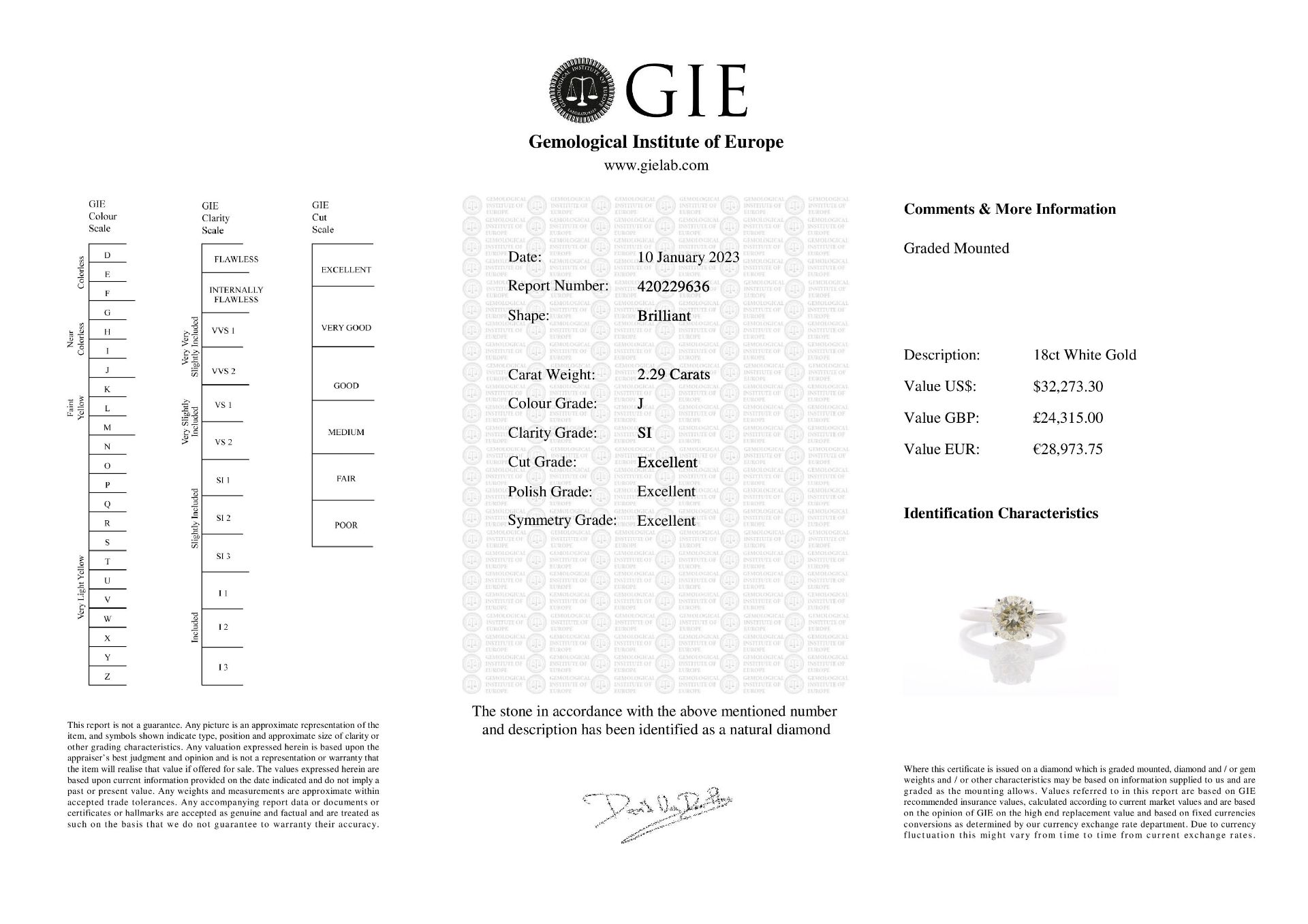18ct White Gold Single Stone Rex Set Diamond Ring 2.29 Carats - Valued By GIE £24,315.00 - A massive - Image 5 of 5
