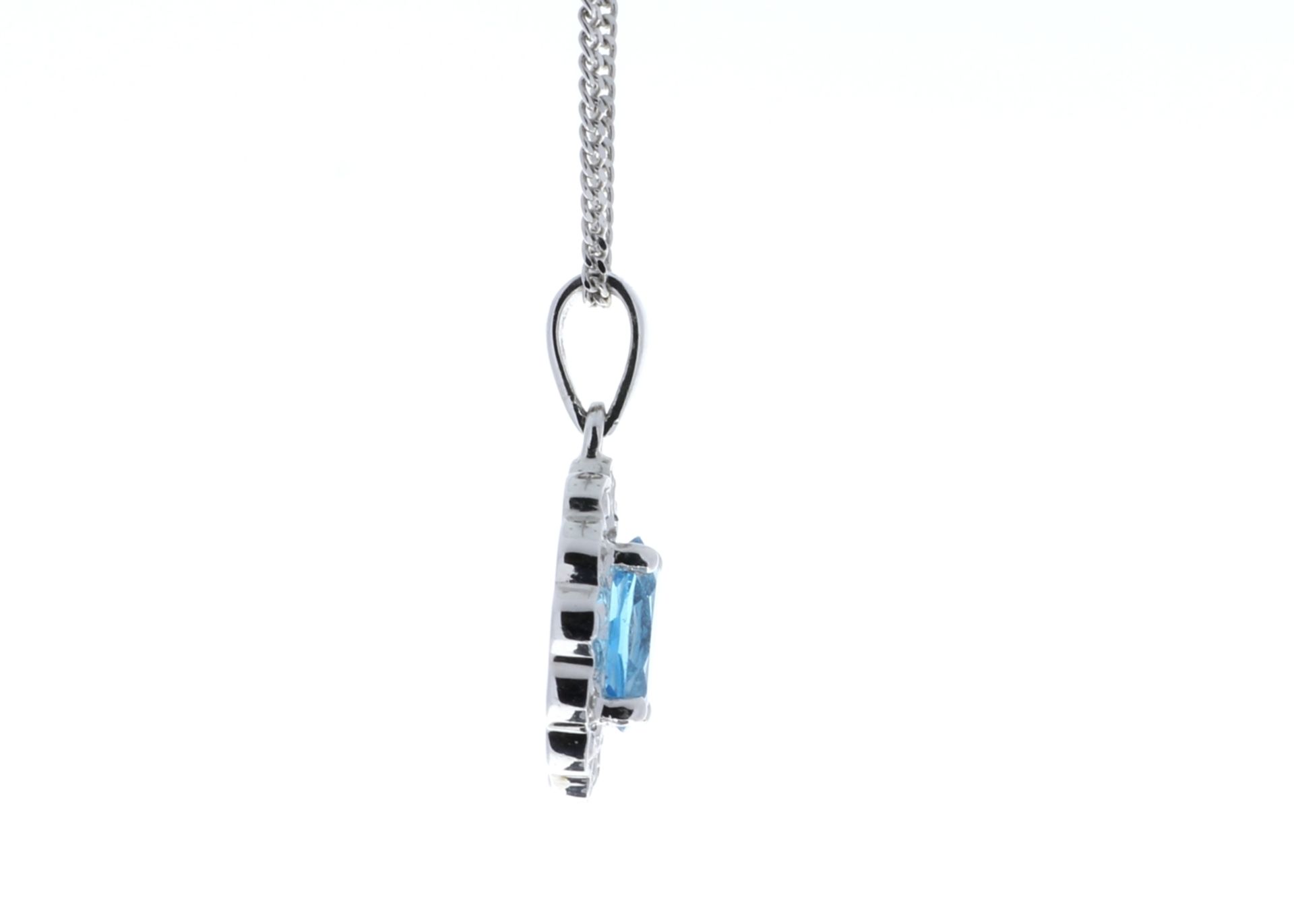 9ct White Gold Fancy Cluster Diamond Blue Topaz Pendant (BT0.86) 0.02 Carats - Valued By AGI £950.00 - Image 3 of 6