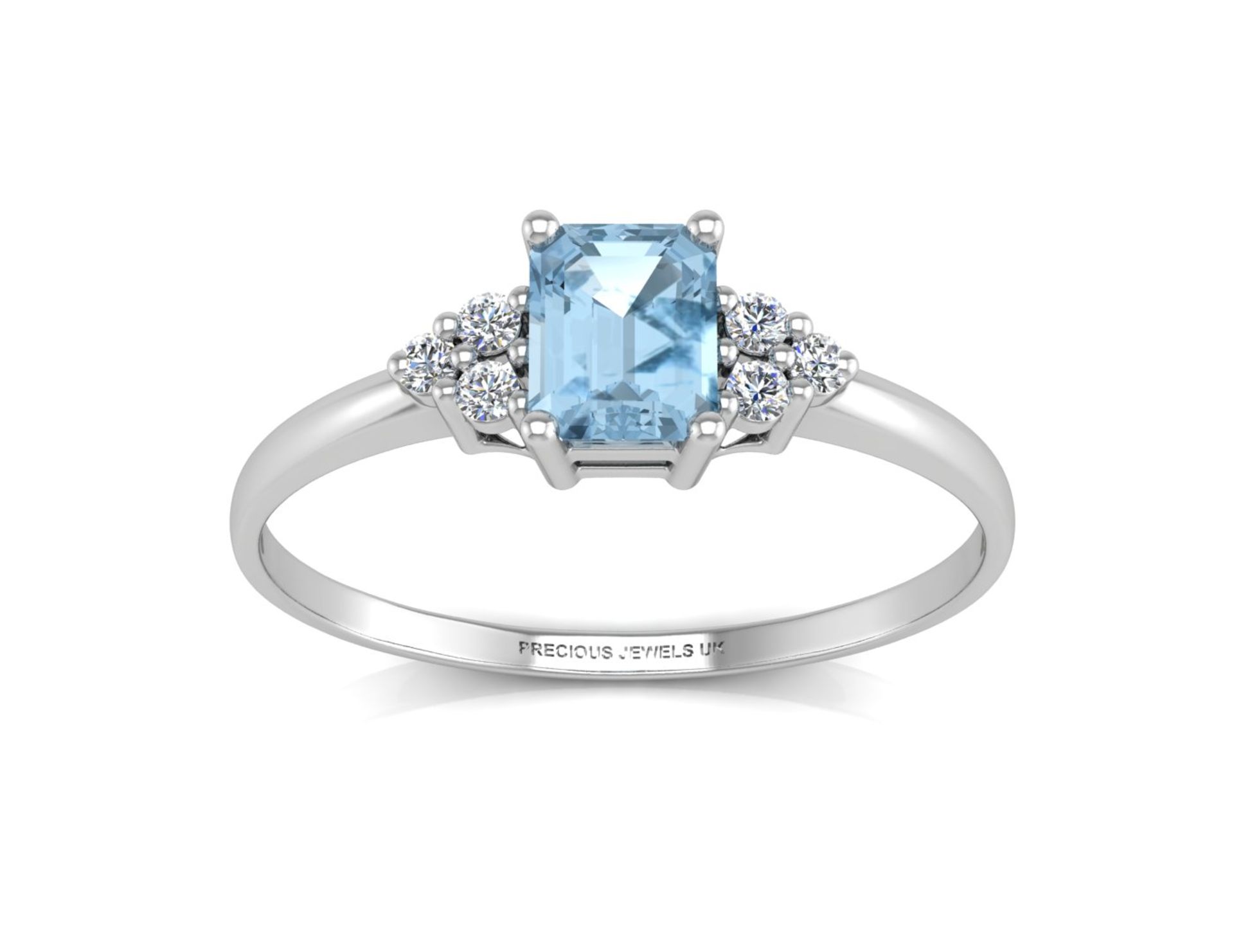 9ct White Gold Fancy Cluster Diamond Blue Topaz Ring (BT0.61) 0.06 Carats - Valued By GIE £1,455. - Image 3 of 5