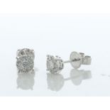 14ct Gold Round Cluster Claw Set Diamond Earring 0.32 Carats - Valued By IDI £2,560.00 - Ten round