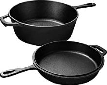 RRP £43.26 KICHLY 3L/3.2 Quart Pre Seasoned Cast Iron Pan