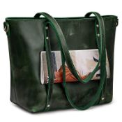 RRP £23.34 S-ZONE Genuine Leather Tote Bag for Women Vintage Handbag