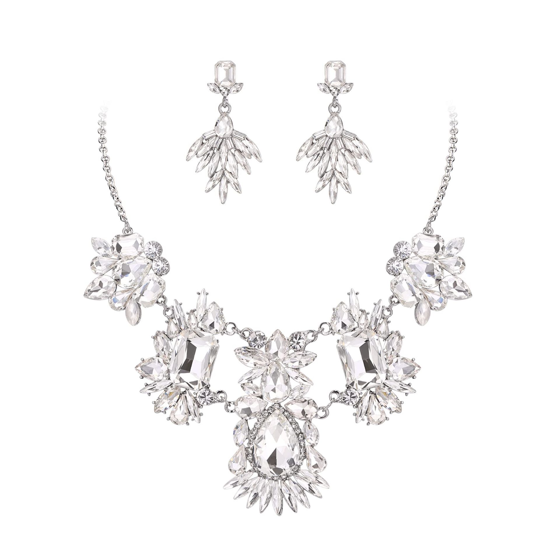 RRP £29.67 Clearine Women's Jewelry Set Fashion Sparkling Rhinestone