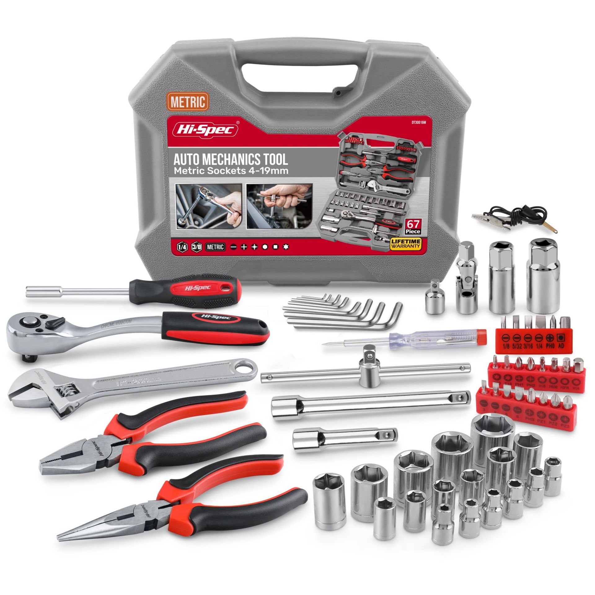 RRP £43.37 Hi-Spec 67pc Car Tool Kit & Home DIY Mechanic Tools Set