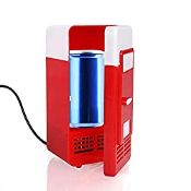 RRP £16.71 Discoball Mini Fridge Portable Small USB Cooler and Warmer LED Light (Red)