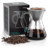 RRP £22.81 Coffee Gator Pour Over Coffee Maker Stainless Steel Filter & Glass Dripper