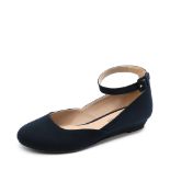 RRP £28.76 DREAM PAIRS Women's Revona Navy Suede Low Wedge Ankle