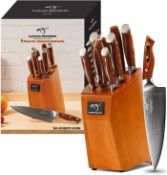 RRP £256.78 Damascus Kitchen Knife Set Wooden Knife Handle Chef Damascus Knife Set