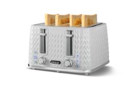 RRP £45.65 Linsar - 4 Slice Toaster - Unique Curved Texture - Defrost