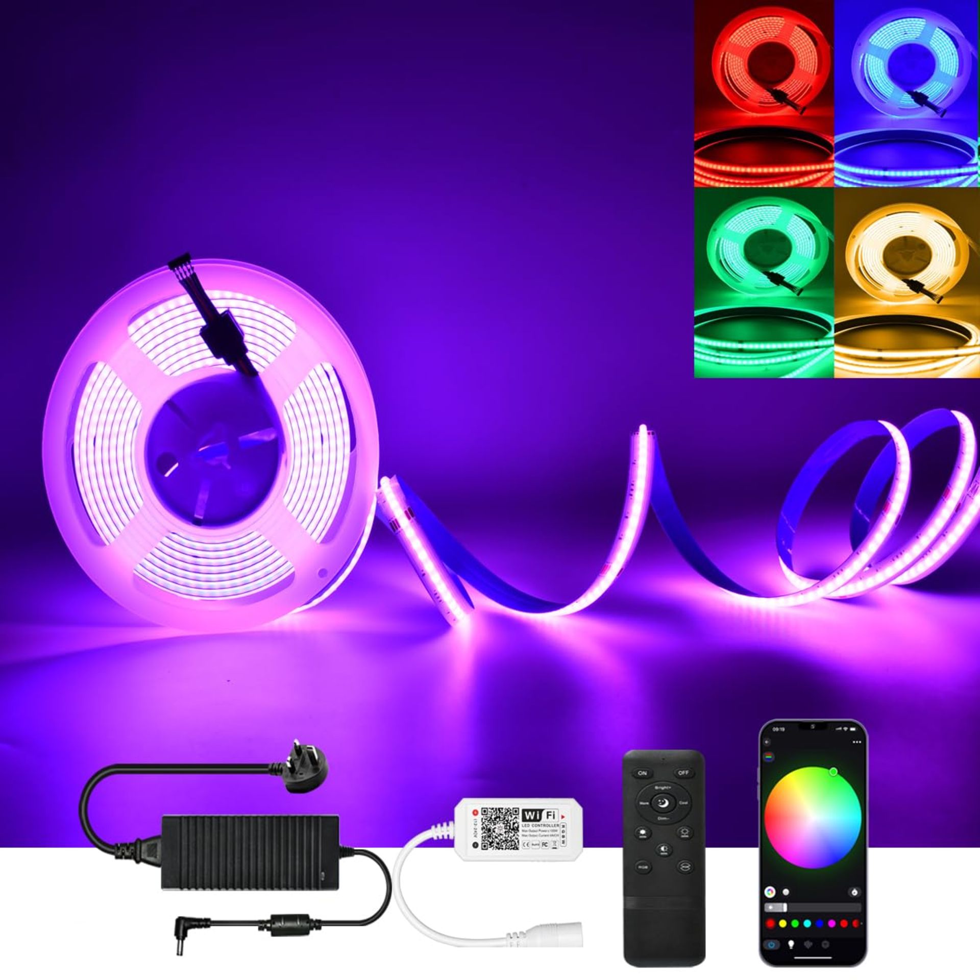 RRP £52.50 WiFi RGBW COB LED Strip Lights