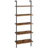 RRP £43.85 HOOBRO 5 Tier DIY Ladder Shelf Industrial Bookcase