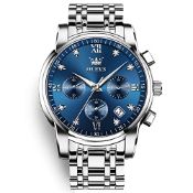 RRP £45.65 OLEVS Mens Watch Big Size Diamond Blue Watches for