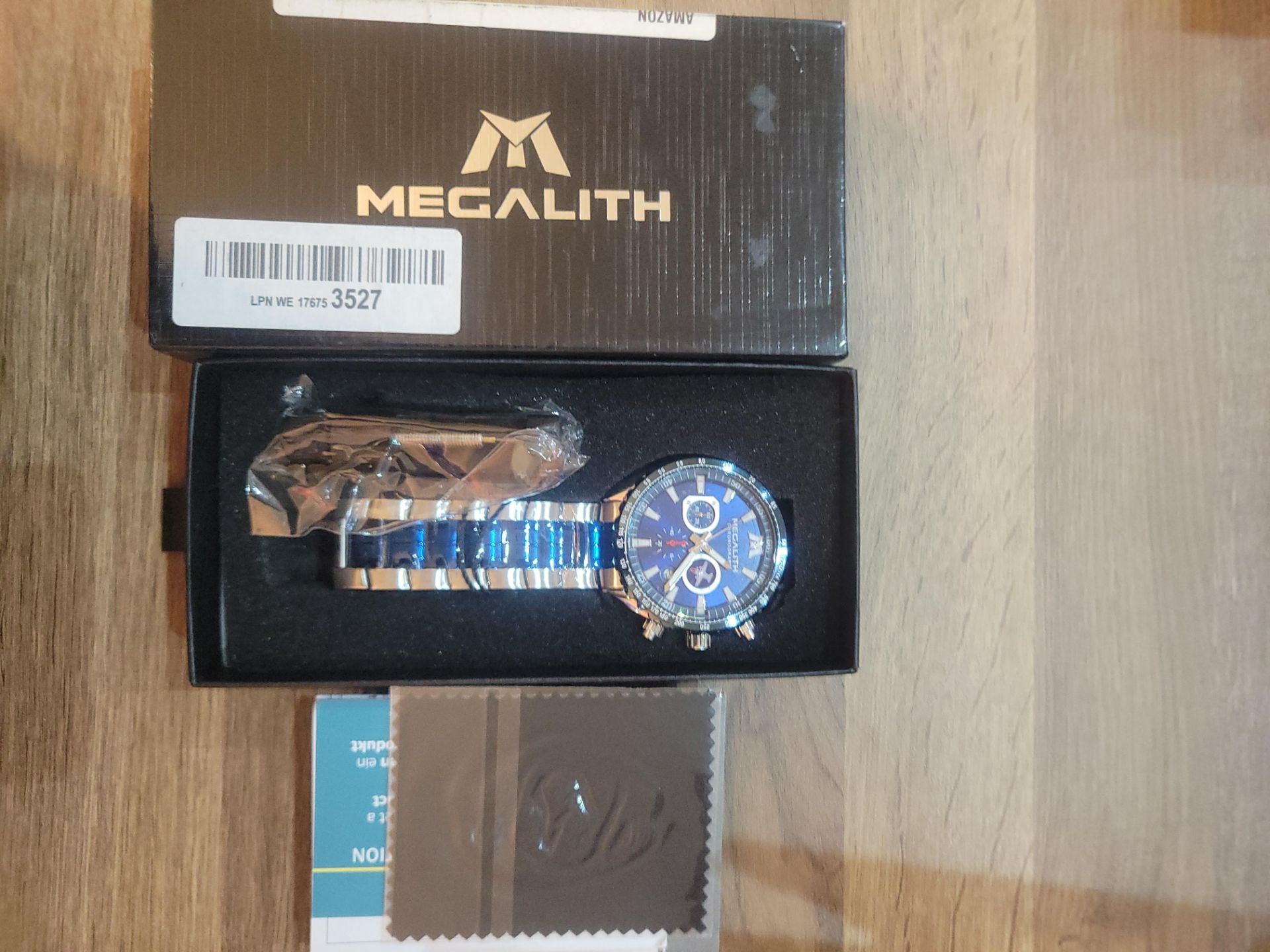 RRP £44.65 MEGALITH Mens Watches Designer Blue Large Face Analogue - Image 2 of 2