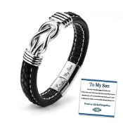 RRP £21.20 BOCHOI To My Son 20.5cm Mens Leather Bracelet Gifts