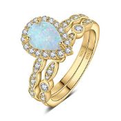 RRP £25.22 JewelryPalace Classic Pear Cut 2.5ct Created Opal Halo