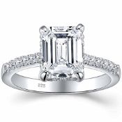 RRP £42.42 SHELOVES 3 Ct Emerald Cut Engagement Ring AAAAA White