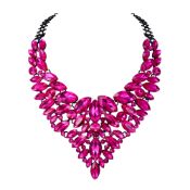 RRP £22.82 Ever Faith Hot Pink Rhinestone Chunky Collar Necklace
