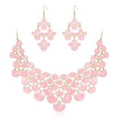 RRP £21.67 Ever Faith Pink Statement Collar Necklace with Earrings Set