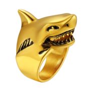 RRP £17.69 Richsteel Punk Rings Gold Plated Male Ring Shark Large