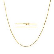 RRP £37.95 KISPER 24k Gold Over Stainless Steel 1.2mm Thin Box Chain Necklace, 16 inch