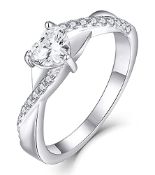 RRP £55.82 YL Engagement Ring 925 Sterling Silver with April Birthstone