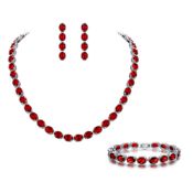 RRP £37.01 Ever Faith Women's Ruby Color Red Oval Shaped Zircon