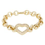 RRP £44.65 THE BLING KING 6mm Gold Open Heart Diamond Belcher Bracelet