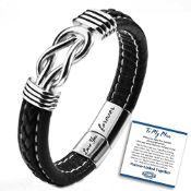 RRP £23.44 SUNSH Braided leather bracelet Forever Linked Together