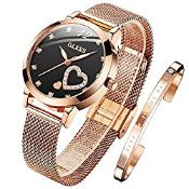 RRP £46.68 OLEVS Ladies Watch Japanese Quartz Rose Gold Stainless