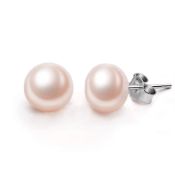 RRP £22.32 Pearl Earrings 10mm AAA Pink Freshwater Cultured Pearl Stud Earrings for Women